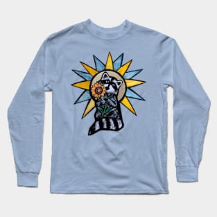 Raccoon With Sunflower Basking Long Sleeve T-Shirt